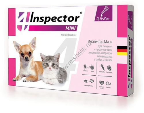 INSPECTOR MINI от 0,5 до 2 кг капли от внешних и внутренних паразитов собак мелких пород и кошек