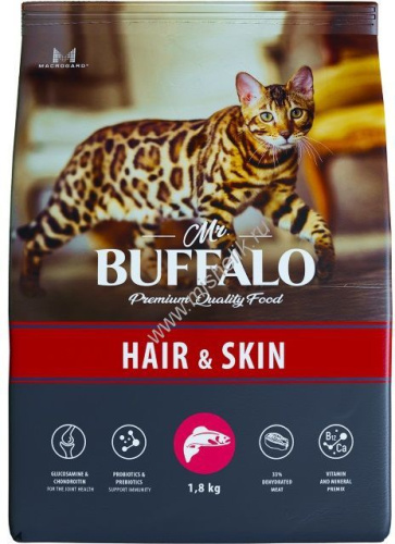MR.BUFFALO ADULT HAIR & SKIN 1,8 кг сухой корм для кошек лосось 
