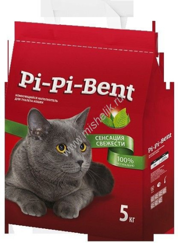Pi-Pi Bent Сенсация свежести 5 кг комкующийся наполнитель для кошачьих туалетов с ароматом свежих трав и цветов крафтовый пакет 