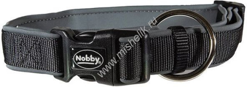 NOBBY CLASSIC длина 50-65 см ширина 25-35 мм ошейник для собак нейлон черный серый 1х48