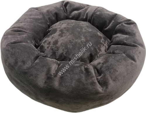HOMEPET Plush 52 см х 52 см х 14 см лежак ватрушка графит для домашних животных
