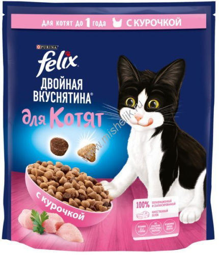 Felix Двойная вкуснятина 600г сухой корм для котят с курицей 