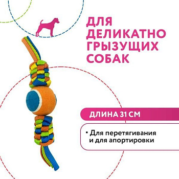 Игрушка для собак Petpark "Плетенка с теннисным мячиком", для взрослых собак, 6см Игрушка для собак Petpark "Плетенка с теннисным мячиком", для взрослых собак, 6см