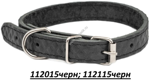 HOMEPET Ромбы 15 мм 17-27 см ошейник для собак кожаный простроченный с тиснением черный