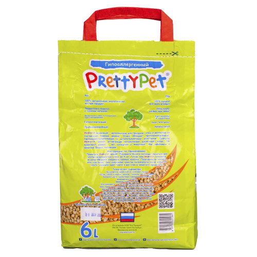 PrettyCat наполнитель для грызунов и птиц ОСИНОВЫЙ 6 л (2 кг)