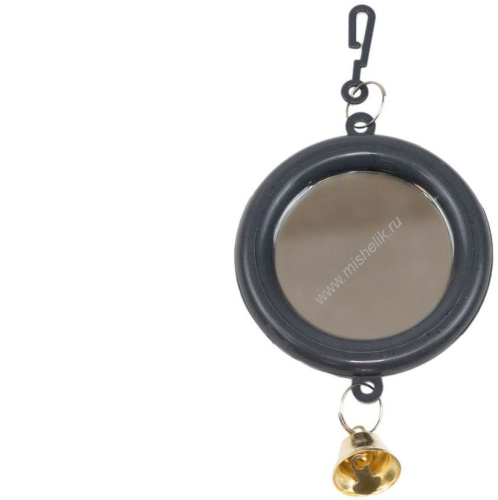 HOMEPET 7 см х 13 см зеркало для птиц с колокольчиком круглое малое серое 1х100