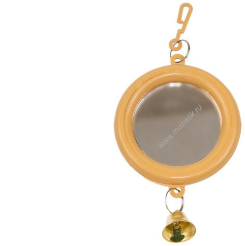 HOMEPET 7 см х 13 см зеркало для птиц с колокольчиком круглое малое бежевое 1х100