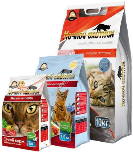 НОЧНОЙ ОХОТНИК 10кг Корм сухой премиум для кошек мясное ассорти