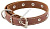 HOMEPET 15 мм 28-38 см ошейник для собак кожаный с украшениями простроченный коричневый