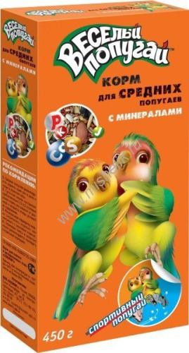 ЗООМИР Веселый попугай 450 г корм для средних попугаев с минералами 