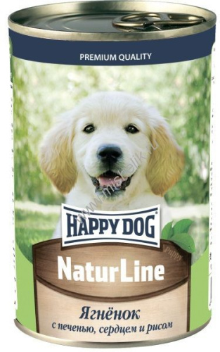 HAPPY DOG Natur Line 410 г консервы для щенков ягненок с печенью, сердцем и рисом  