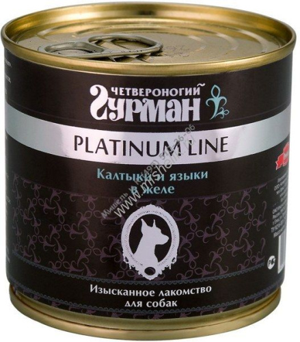 ЧЕТВЕРОНОГИЙ ГУРМАН Платиновая линия 240 г консервы для собак калтыки и языки в желе 