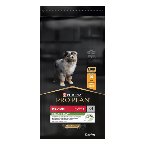 PRO PLAN 12 кг сухой корм для щенков средних пород, с высоким содержанием курицы