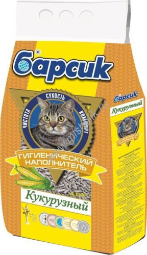 БАРСИК Кукурузный 4,54 л впитывающий наполнитель для кошачьих туалетов 