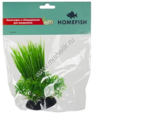 HOMEFISH 12 см Лилеопсис зеленый растение для аквариума пластиковое с грузом