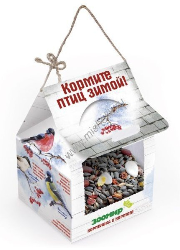 ЗООМИР Кормушка 1,5х16 см с кормом 2х150 г для уличных птиц
