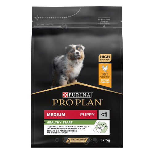 PRO PLAN 3 кг сухой корм для щенков средних пород, с высоким содержанием курицы 