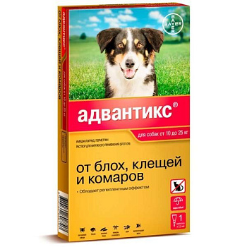 Bayer Адвантикс 250 С для собак 10-25 кг от блох, клещей и комаров (1 пипетка х 2,5 мл) Bayer Адвантикс 250 С для собак 10-25 кг от блох, клещей и комаров (1 пипетка х 2,5 мл)