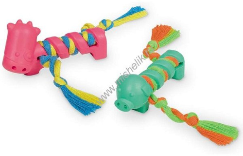NOBBY ЗВЕРИ С ВЕРЕВКОЙ 9 см 2 шт набор игрушка для собак резина 