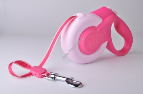 FIDA MARS 5 м до 15 кг рулетка для собак мелких пород лента розовая