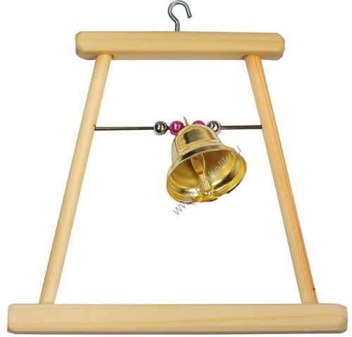 HOMEPET 12 см х 0,8 см х h 11,5 см качели для попугая деревянные с бусами и колокольчиком