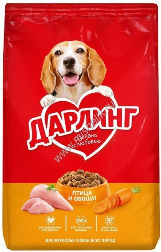 Дарлинг 500 г сухой корм для взрослых собак с птицей и овощами 