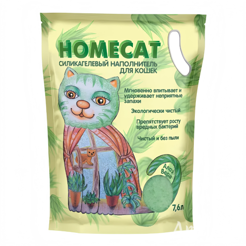 HOMECAT Алоэ Вера 7,6 л силикагелевый наполнитель для кошачьих туалетов с ароматом Алоэ Вера 