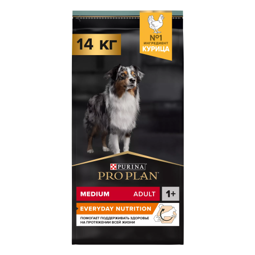 PRO PLAN 14 кг сухой корм для взрослых собак средних пород, с высоким содержанием курицы