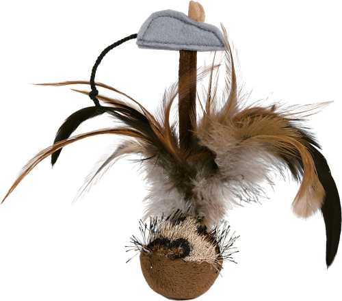 Игрушка, для кошки "Мяч-неваляшка" плюш, со звуком, 15см,разноцветный