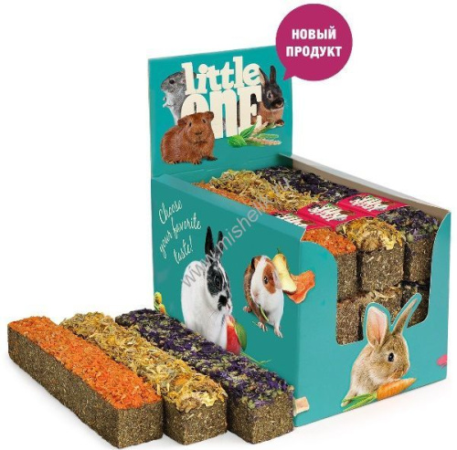 LITTLE ONE 85 г шоу бокс палочка для всех видов грызунов и кроликов из луговых трав с топпингом, ассорти из моркови, календулы и мальвы
