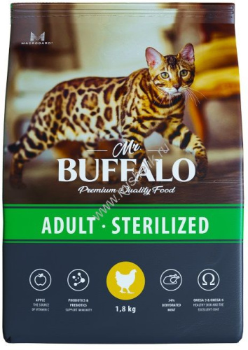 MR.BUFFALO STERILIZED 1,8 кг сухой корм для кошек курица 