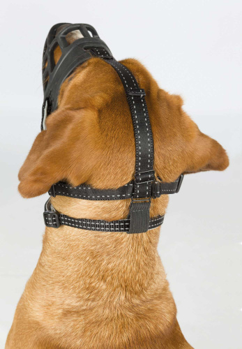 Намордник Muzzle Flex, резина, S (20 см, длина лобного ремня до 20 см), чёрный