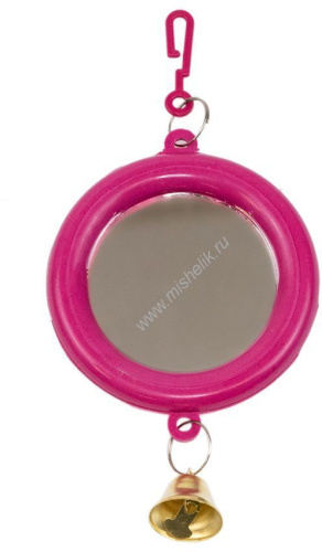 HOMEPET 7 см х 13 см зеркало для птиц с колокольчиком круглое малое рубиновое 1х100