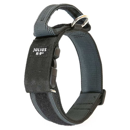JULIUS-K9 ошейник для собак Color & Gray (38-53см/4см), с закрытой ручкой, черно-серый