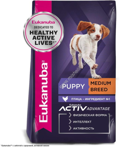 EUKANUBA PUPPY MEDIUM BREED 15 кг сухой корм для щенков средних пород