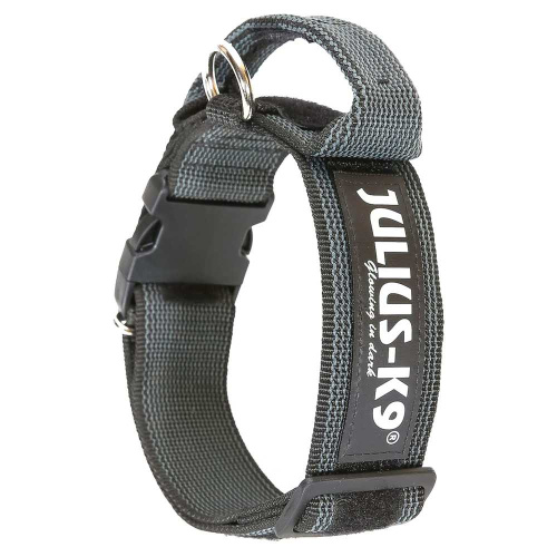 JULIUS-K9 ошейник для собак Color & Gray (38-53см/4см), с закрытой ручкой, черно-серый