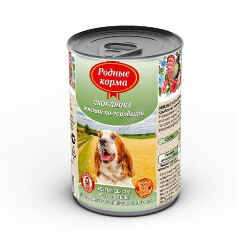 РОДНЫЕ КОРМА 410 г консервы для собак скоблянка мясная по-городецки 