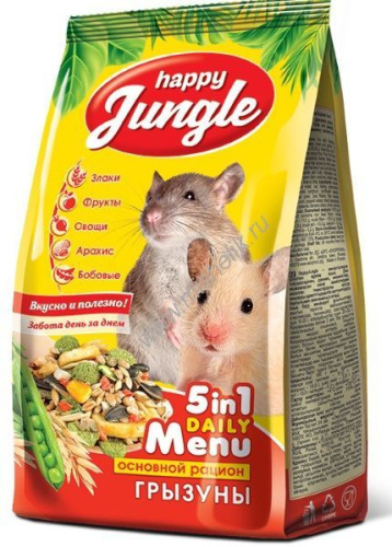 HAPPY JUNGLE 350 г корм для грызунов универсал