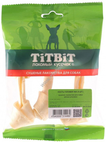 TITBIT 40 г кость узловая №2 для собак мягкая упаковка 1х30