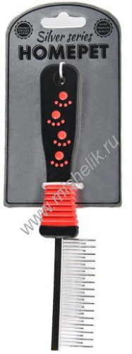 HOMEPET SILVER SERIES 21 см х 2,5 см 31 зуб расческа с переменными зубьями металлическая