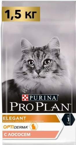 PRO PLAN 1,5 кг сухой корм для здоровья шерсти и кожи взрослых кошек, с высоким содержанием лосося 
