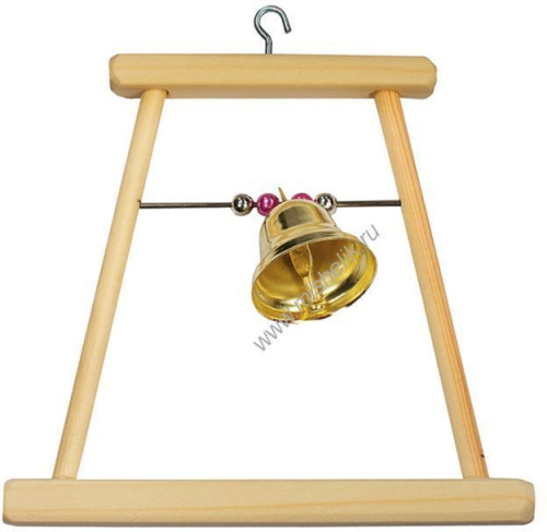 HOMEPET 14,5 см х 0,8 см х h 15 см качели для попугая деревянные с бусами и колокольчиком