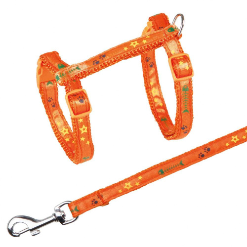 Шлейка с поводком для кошки, нейлон, с рисунком, 22–36 см/10 мм, 1.20 м