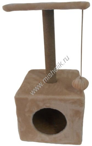 HOMECAT 47х47х97 см когтеточка домик с площадкой большой для мейн-кунов бежевый