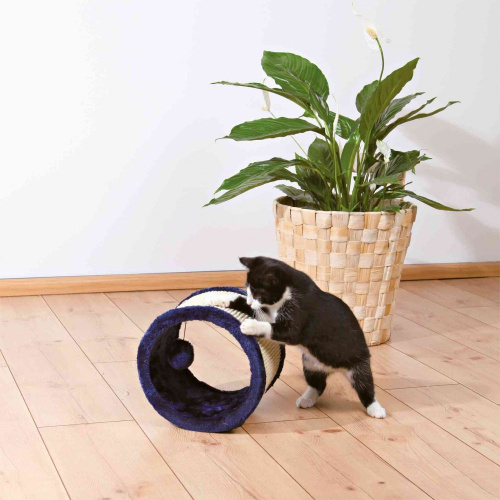 Когтеточка "Колесо" ф 23 см, сизаль/плюш, тёмно-синий