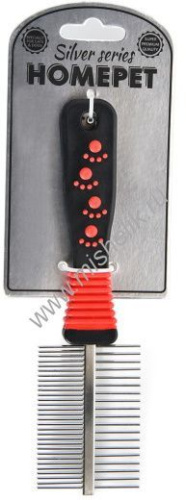 HOMEPET SILVER SERIES 20 см х 5 см расческа металлическая двухсторонняя