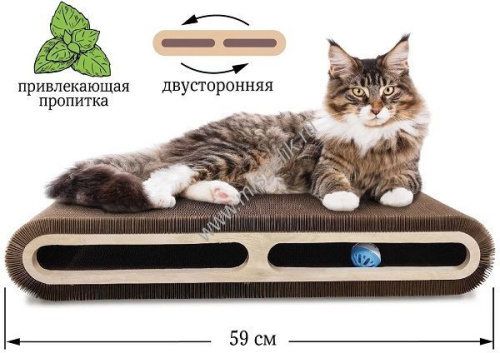 ЗВЕРЬЁ МОЁ Т-34 59 см х 30 см когтеточка-лежанка гофрокартон двухсторонняя с мячом