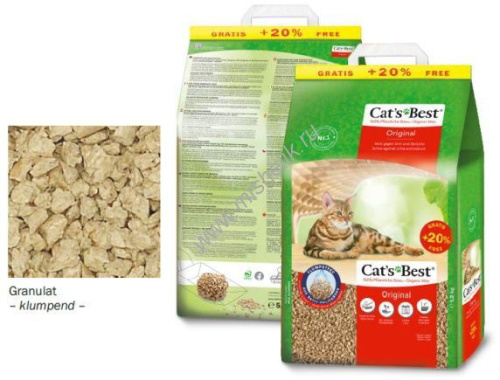 Cat`s Best Original 10 л + 2 л/5,2 кг древесный комкующийся наполнитель для кошачьих туалетов