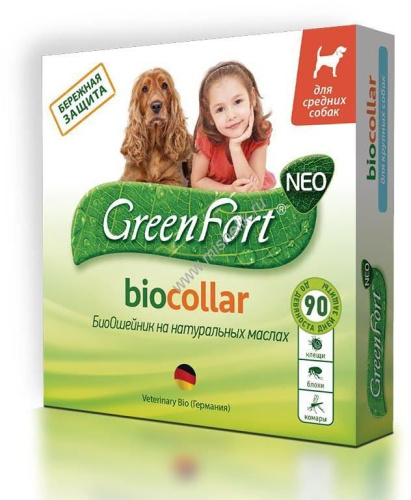GREEN FORT NEO 65 см биоошейник от блох и клещей для средних собак 1x30