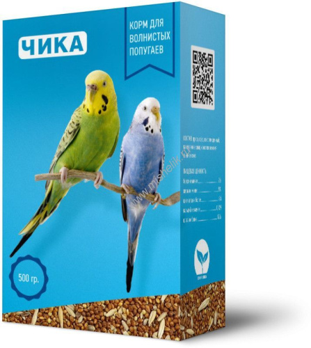 Чика 500 г корм для волнистых попугаев без минеральных добавок 